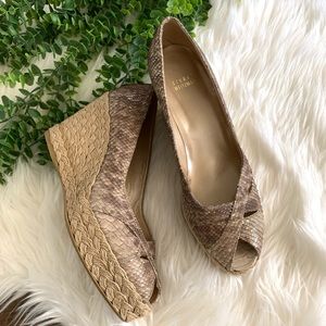 Stuart Weitzman Snake Skin Espadrilles Wedges 10